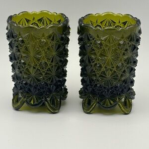Elegant Green Glass Candle Holders